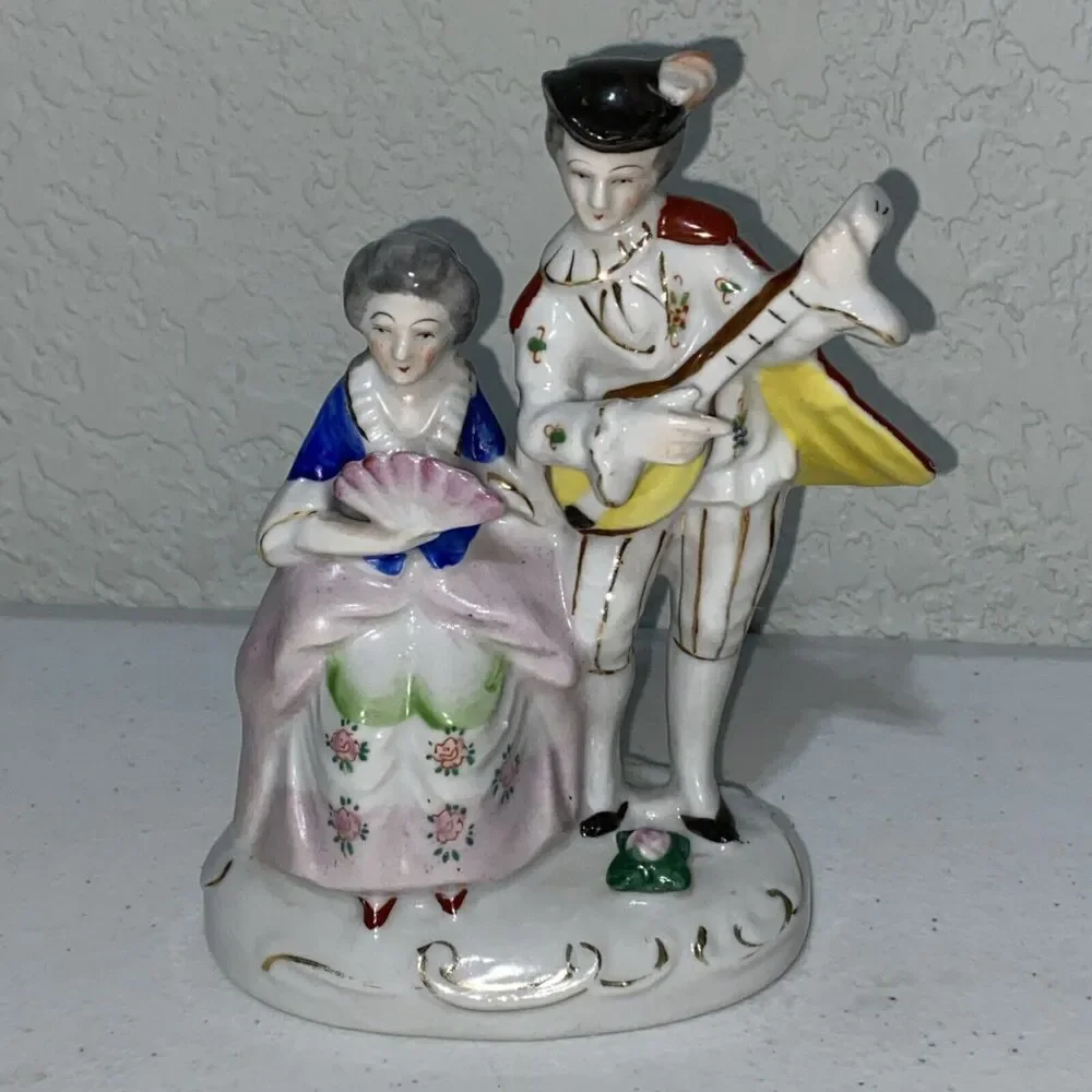 VTG Occupied Japan Colonial Couples Courting Figurine Set Lot 3 Porcelain 5”
